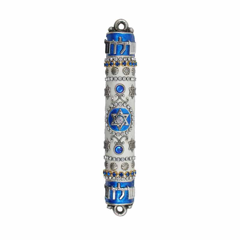 Mezuzah in White and Blue