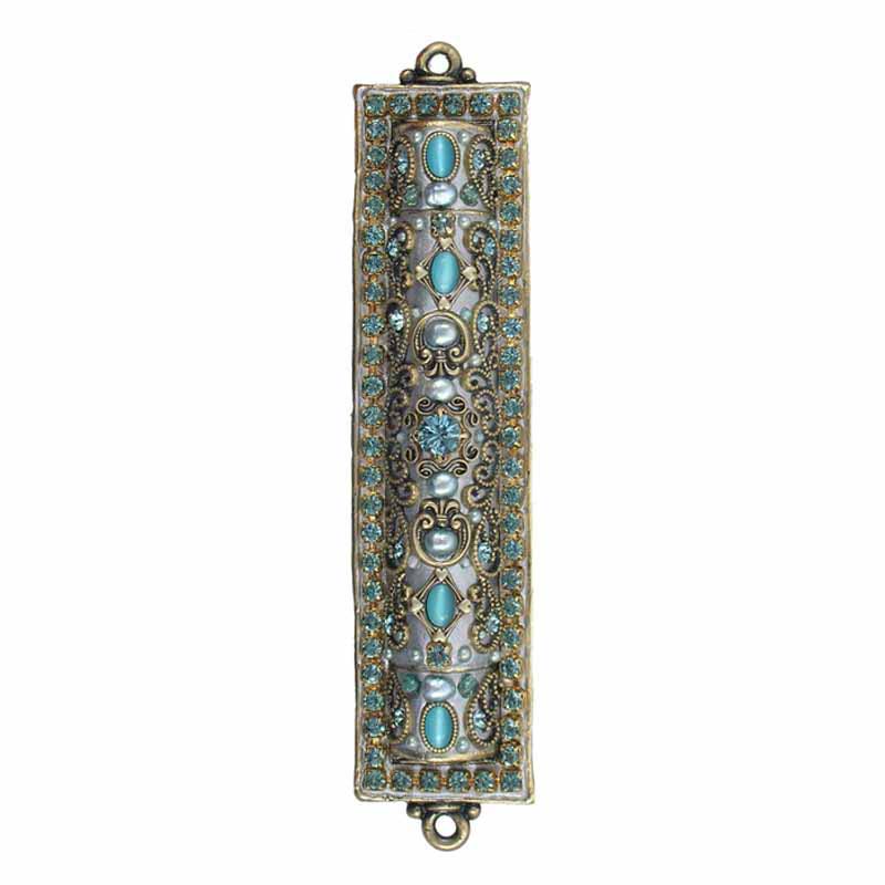 Mezuzah with Blue Crystals