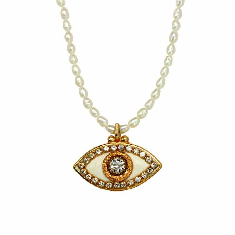 Freshwater Pearl Evil Eye Necklace