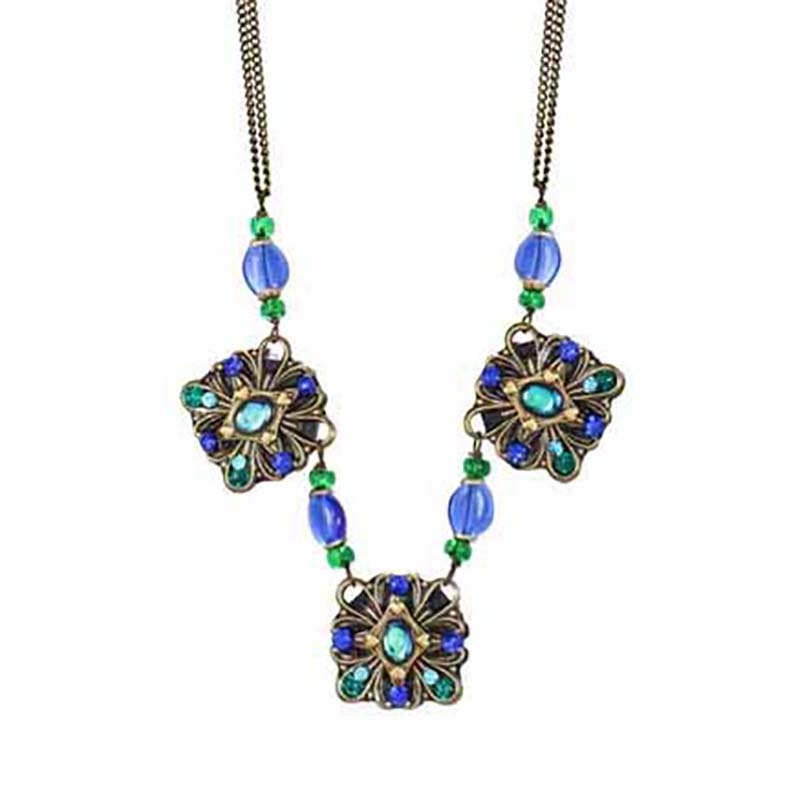 Peacock Squares Necklace