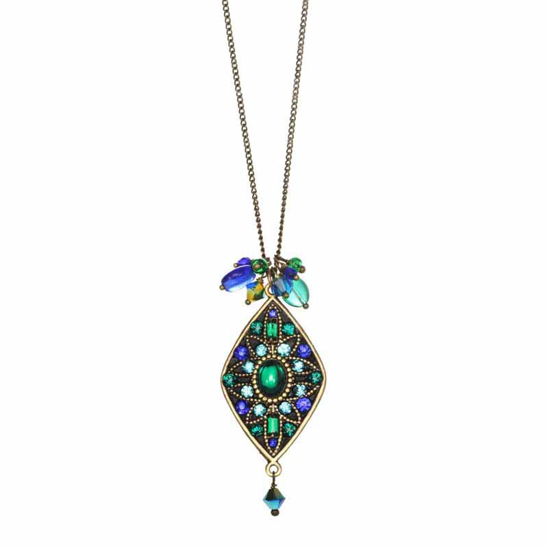 Peacock Diamond with Dangling Crystals Necklace
