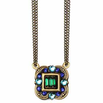 Peacock Small Square Necklace