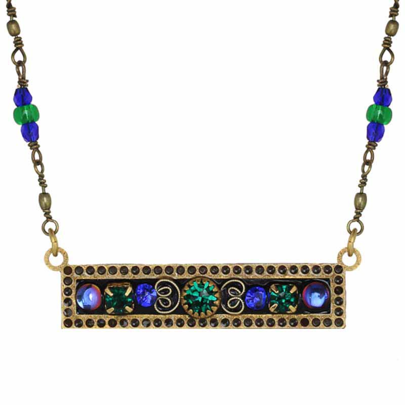 Peacock Sideways Bar Necklace