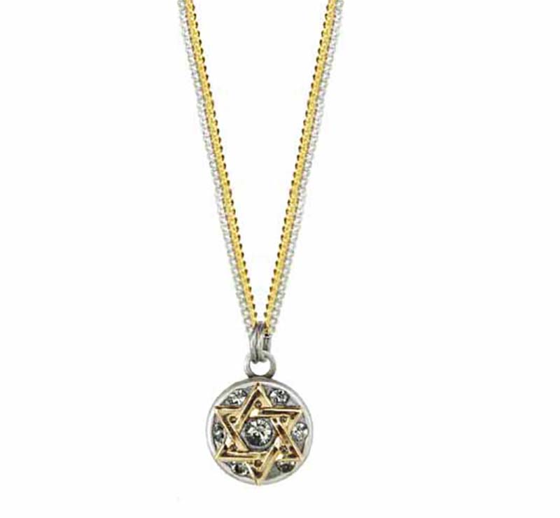 Gold & Silver Star of David Necklace