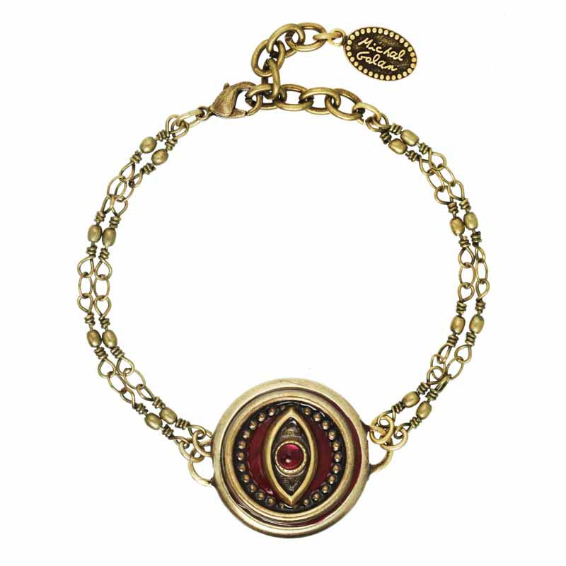 Round Garnet Evil Eye Bracelet