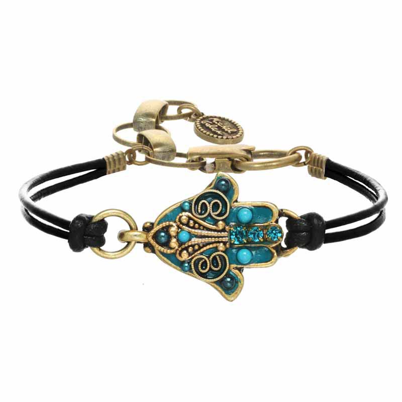 Ornate Turquoise and Gold Hamsa Bracelet