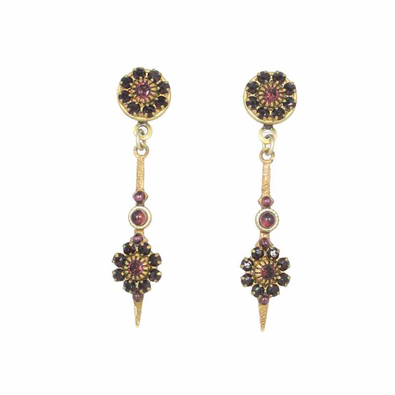 Garnet Flower Spike Earrings