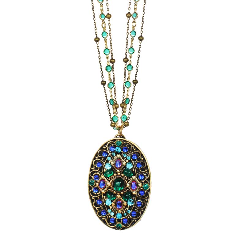 Peacock Oval Long Necklace