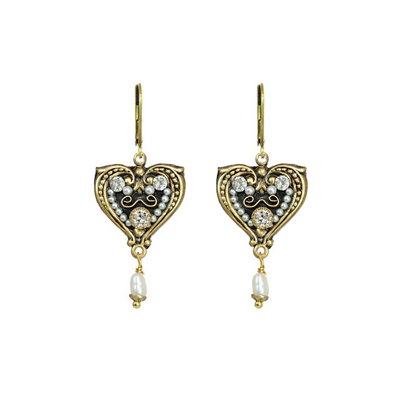 Art Deco Heart Earrings