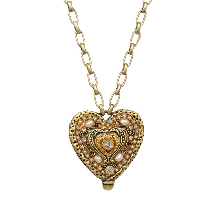 Gold & Pearls Heart Necklace