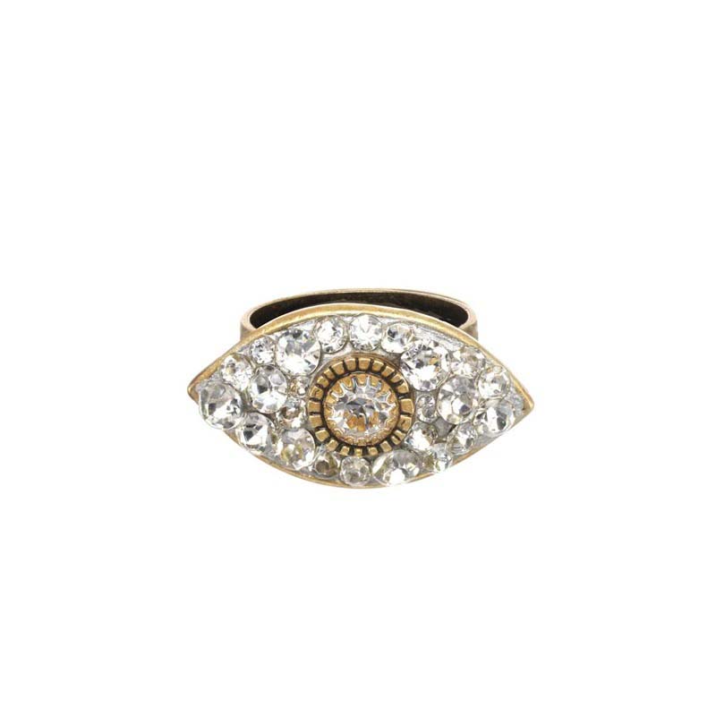 Dazzling Clear & Gold Eye Ring