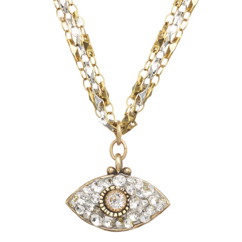 Dazzling Silver & Gold Eye Necklace 