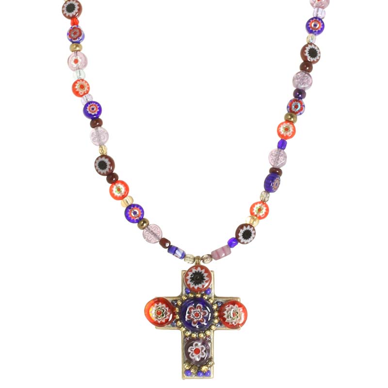 Millefiori Cross Necklace