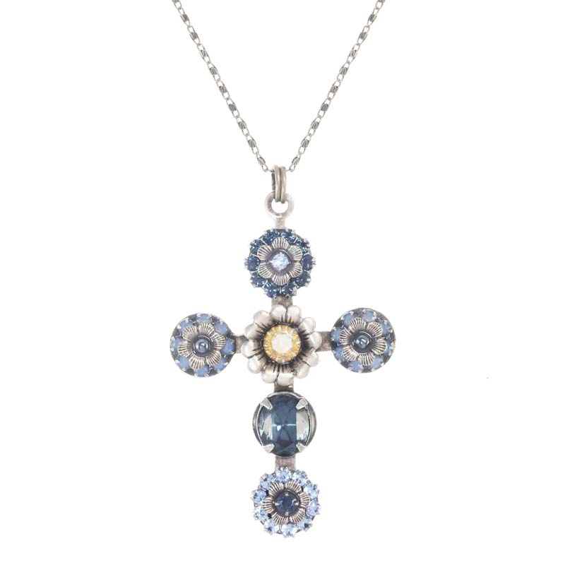 Blue Frost Cross Necklace