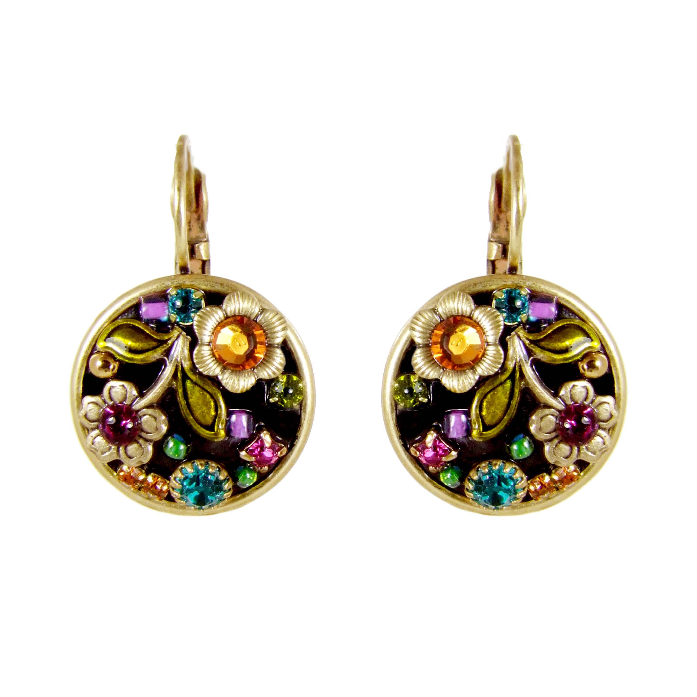 Midnight Garden Small Circle Lever Back Earrings