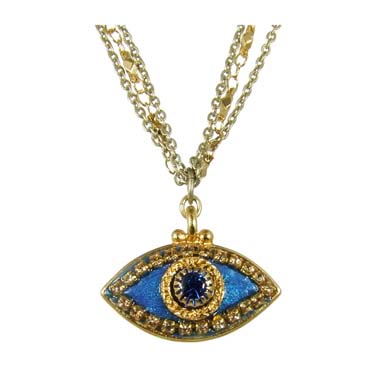 Deep Blue and Gold Evil Eye Necklace