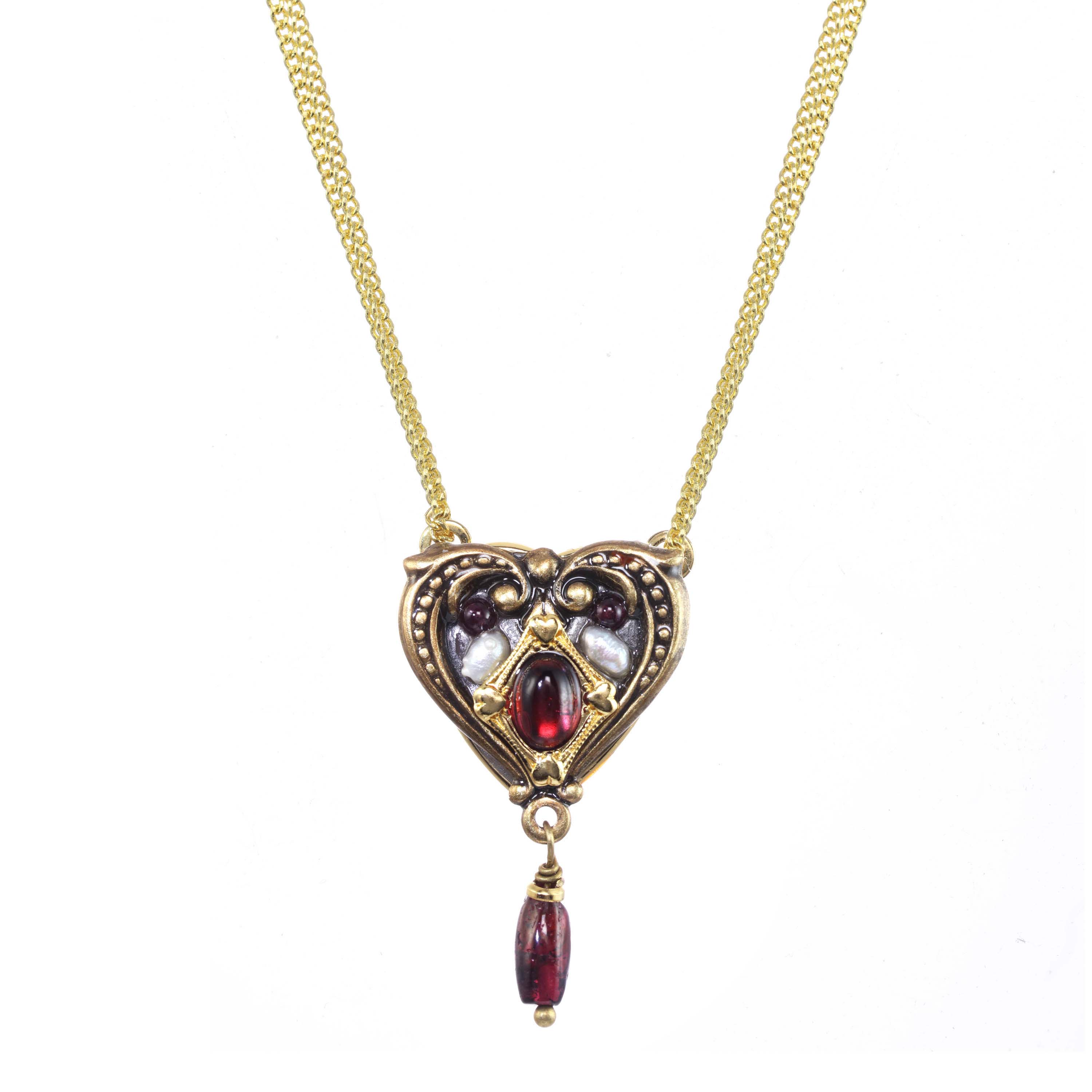 Small Wide Garnet Heart Necklace | Michal Golan