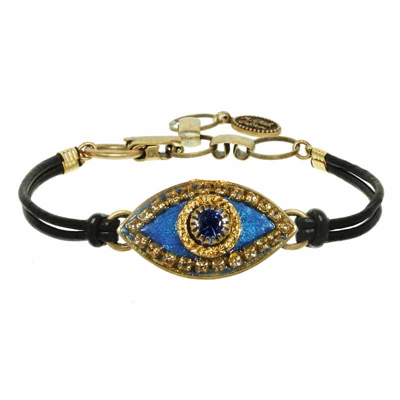 Deep Blue and Gold Evil Eye Bracelet