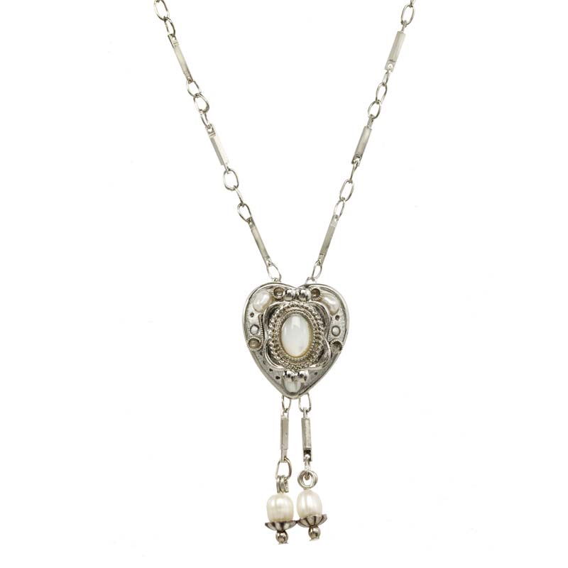 Silver Mother Pearl Heart Necklace