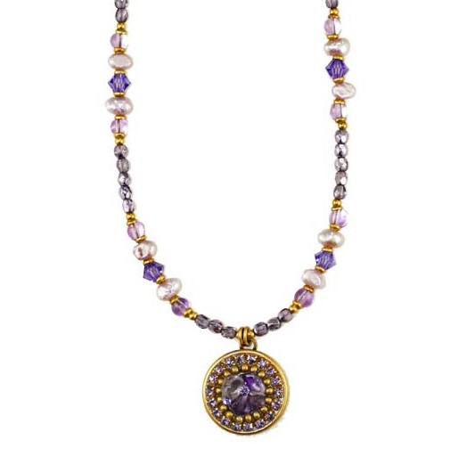 Violet Small Circle Beaded Necklace