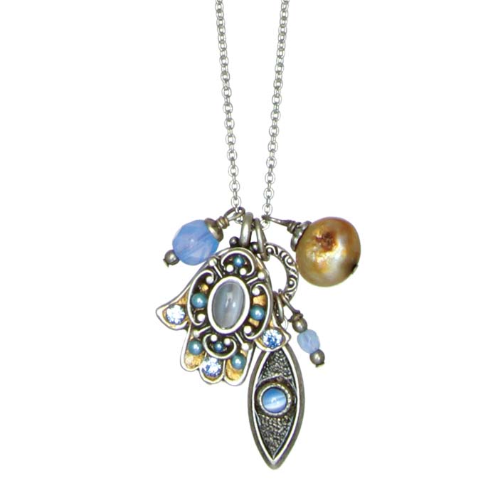 Sky Blue Hamsa Charm Necklace