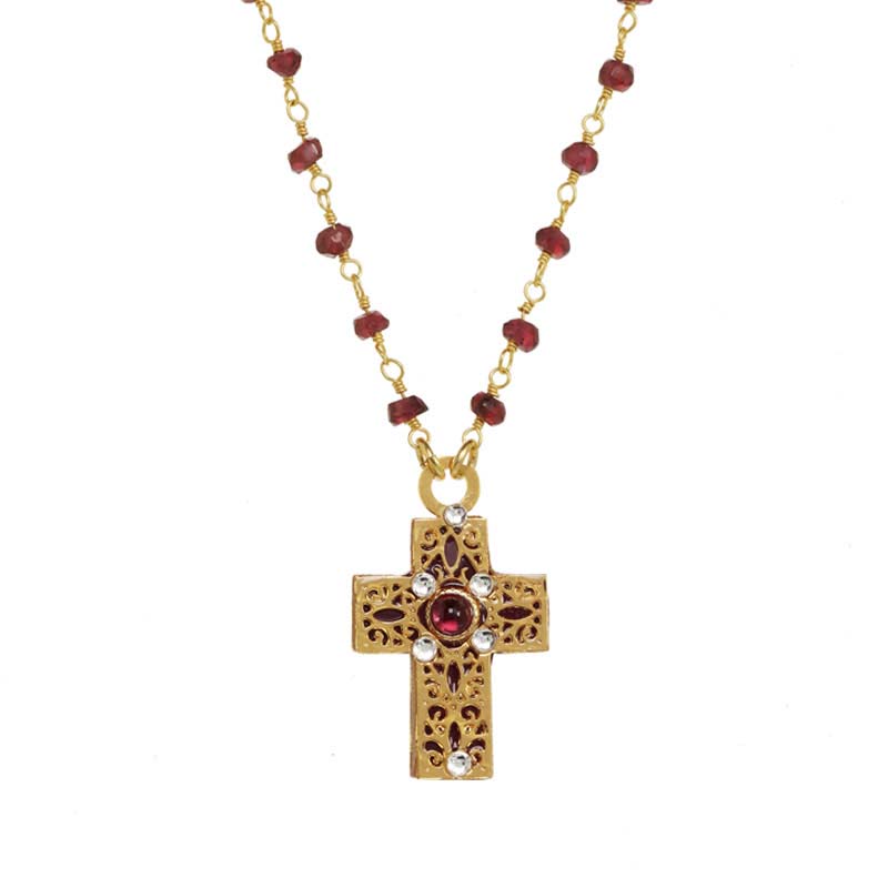 Rich Garnet Cross Necklace
