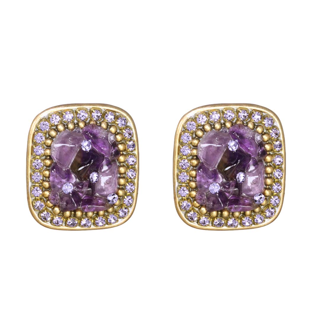 Violet Large Square Earrings