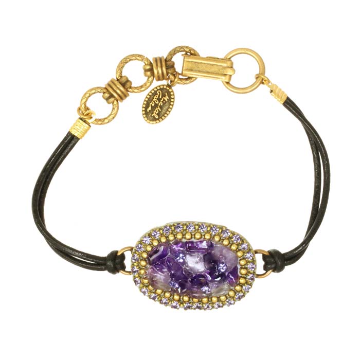 Violet Oval Leather Bracelet