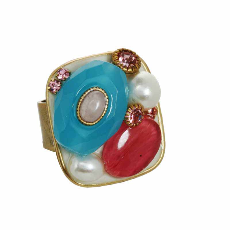 Square Pink and Blue Ring