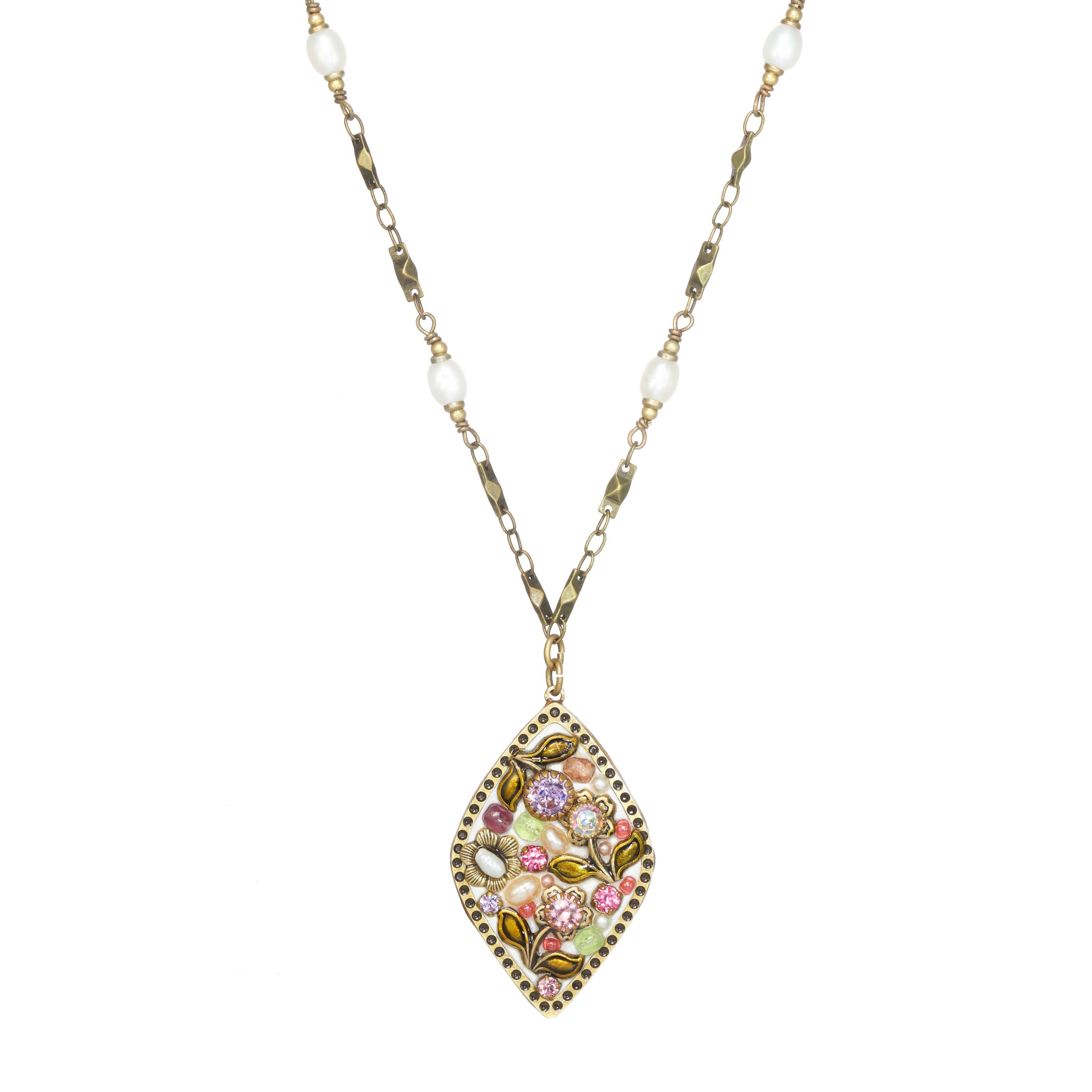 Pearl Blossom Diamond Pendant Necklace