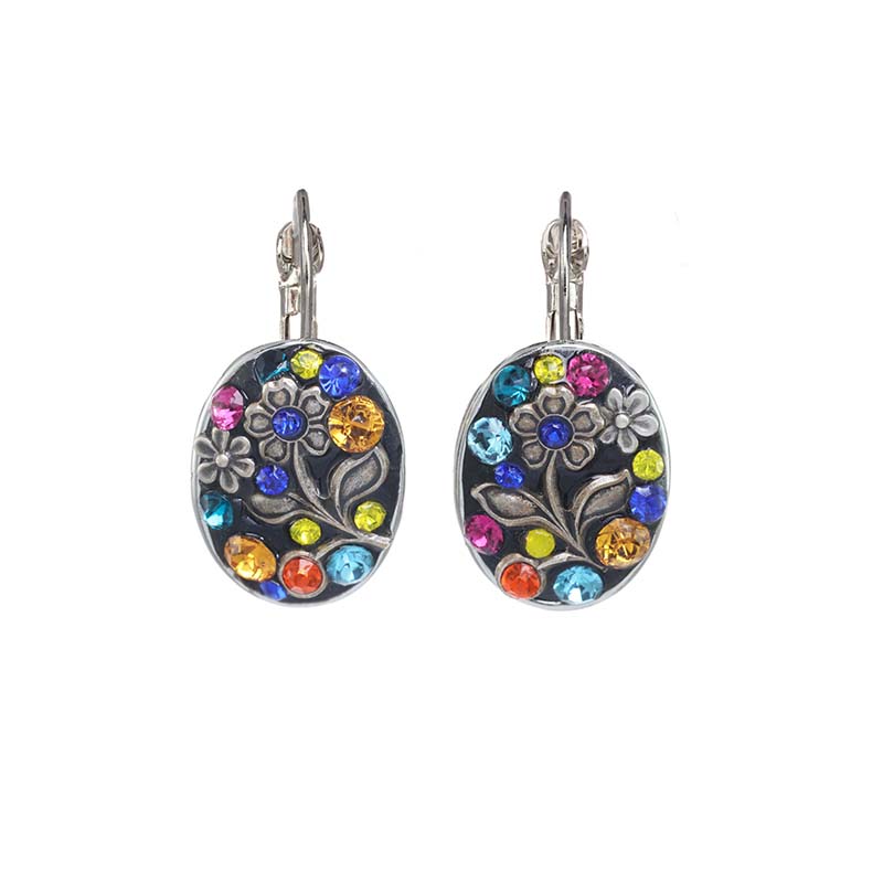 Prismatic Floral Oval Earrings