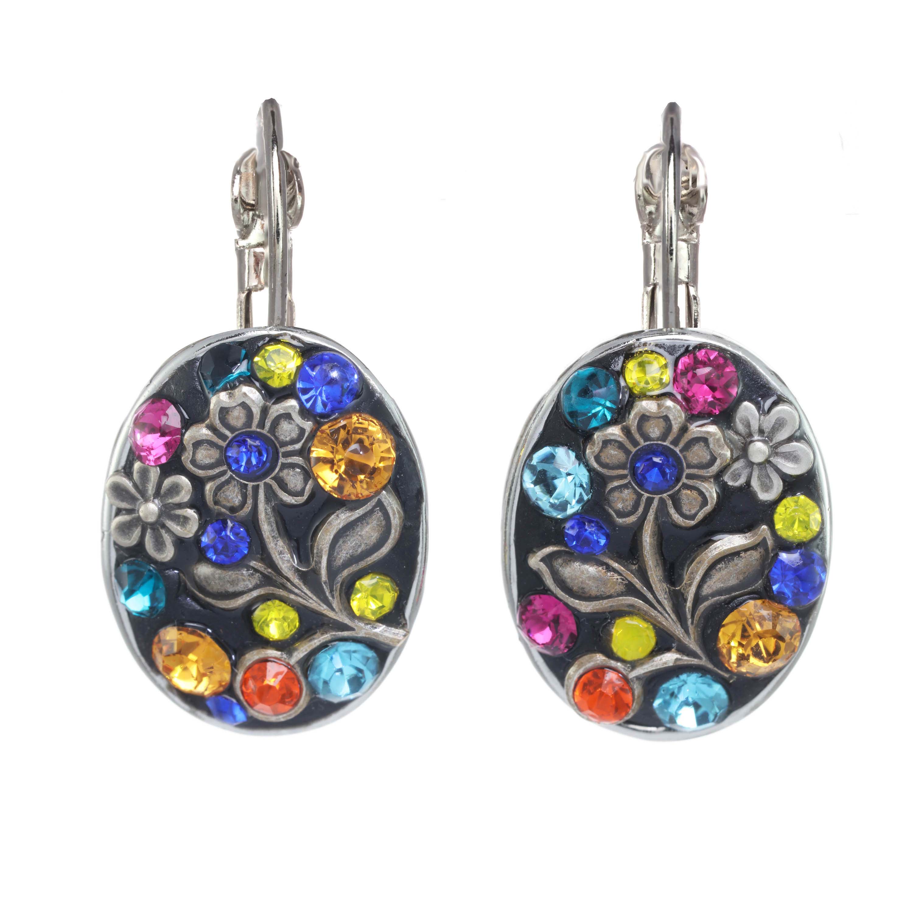 Prismatic Floral Oval Earrings