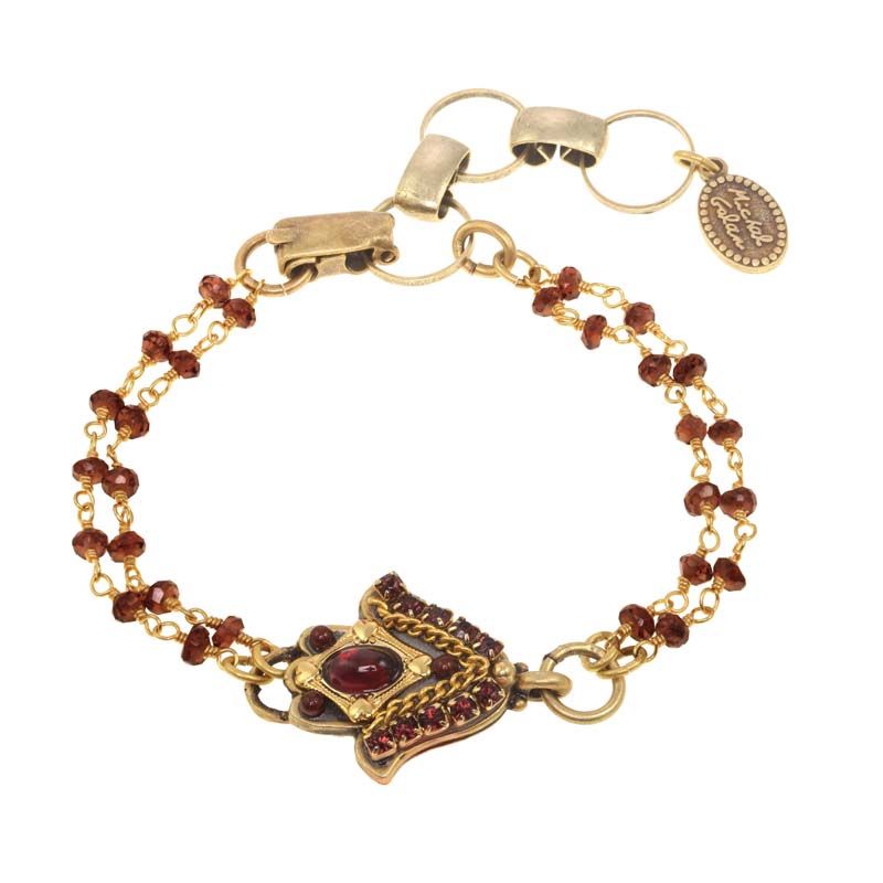 Elegant Garnet Hamsa Bracelet
