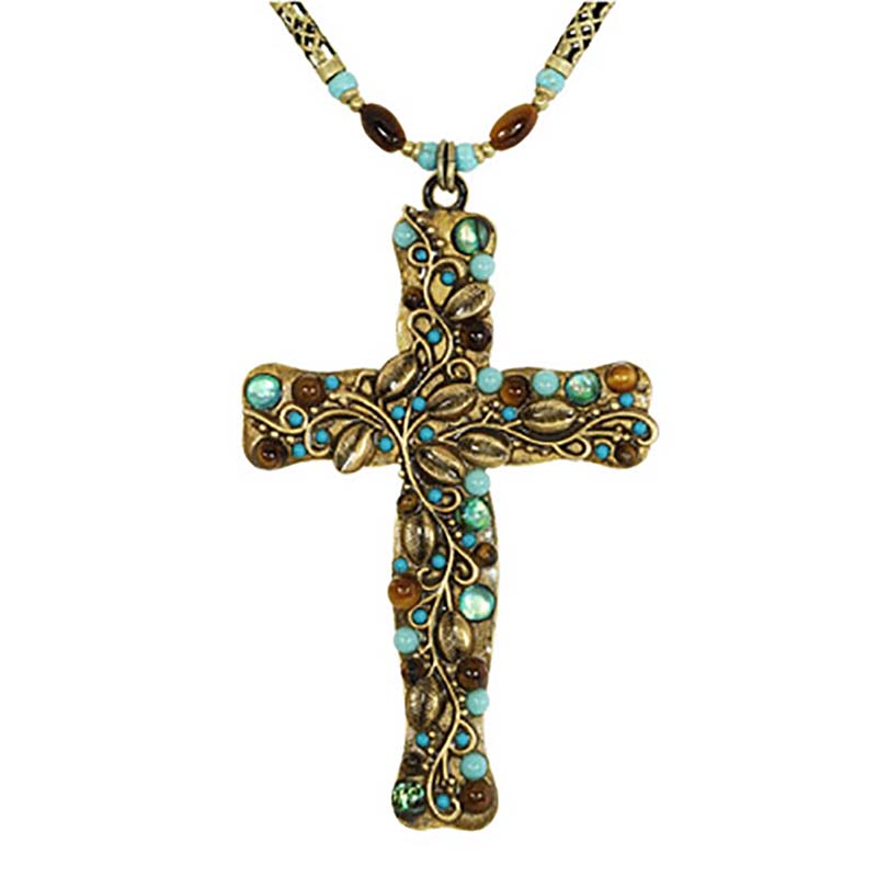 Gemstone Forest Cross Necklace