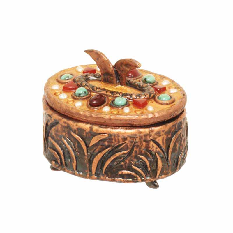 Bronze Gemstone Oval Jewelry Box