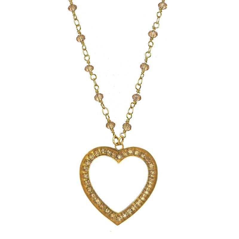 Gold Glitter Heart Necklace