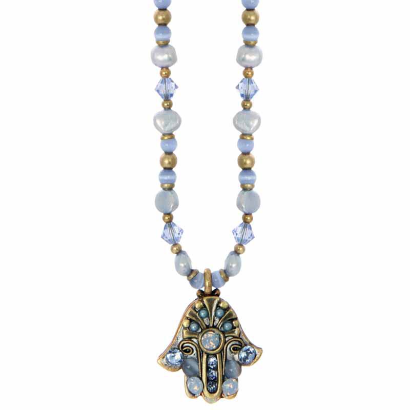 Small Bluebell Hamsa Necklace