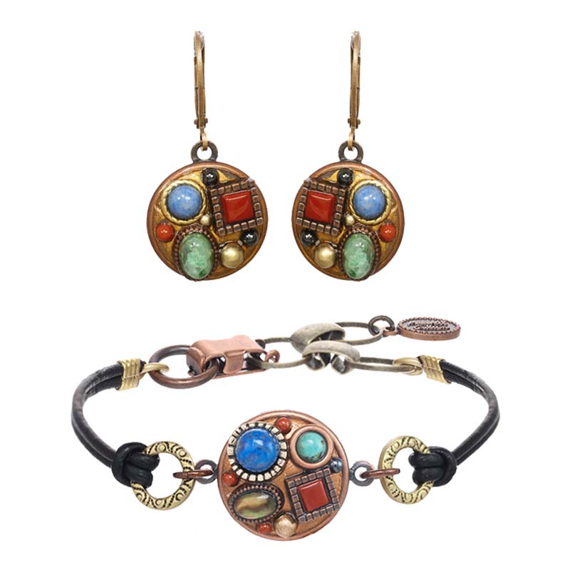 Bronze Age Circle Earrings and Bracelet Set