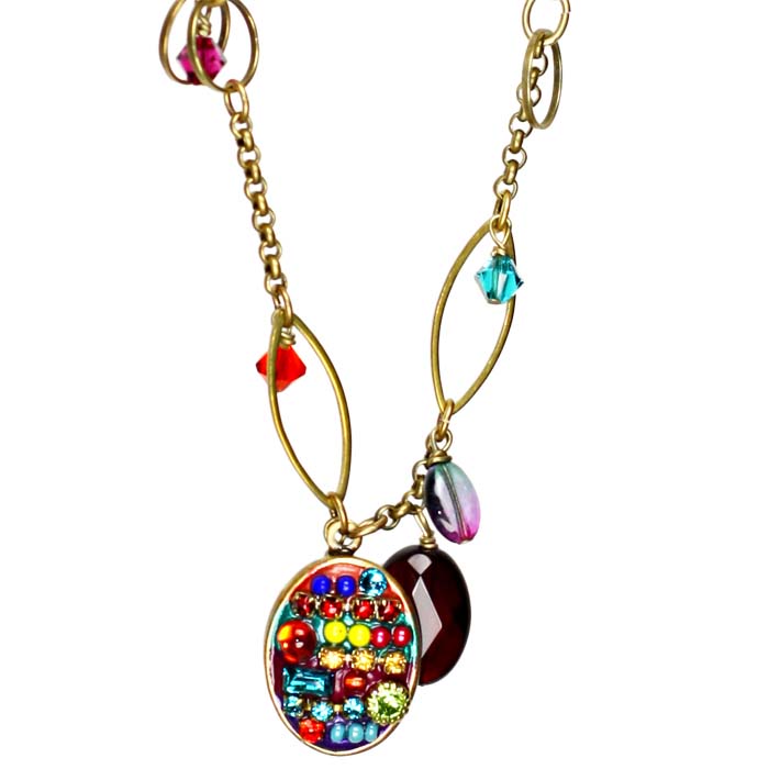 Multibright Oval Charm Necklace