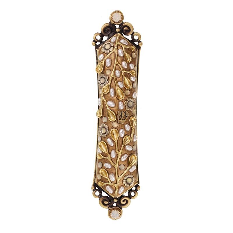 Gold and Pearl Mezuzah
