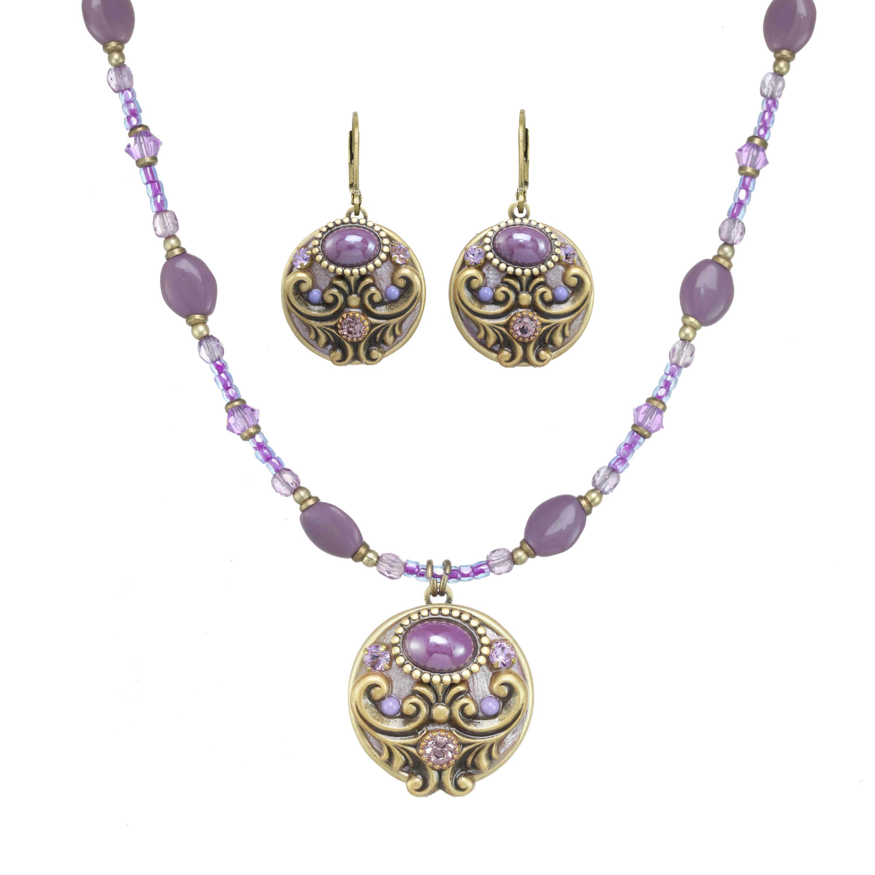 Lilac Circle Necklace and Earrings Set