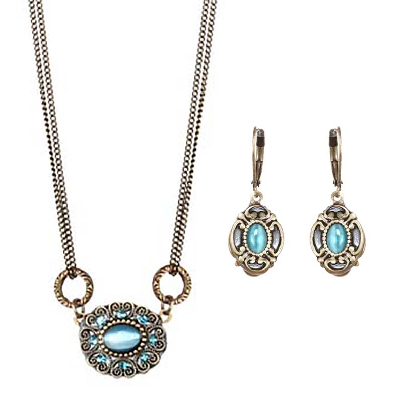 Atlantis Oval Necklace and Earrings Set