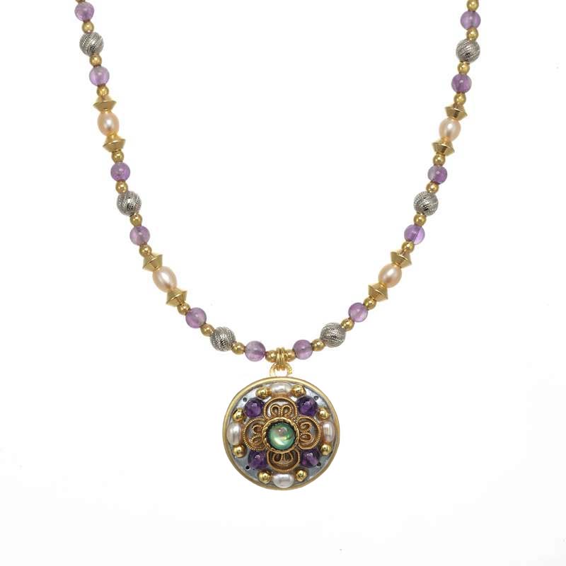 Amethyst Small Circle Necklace
