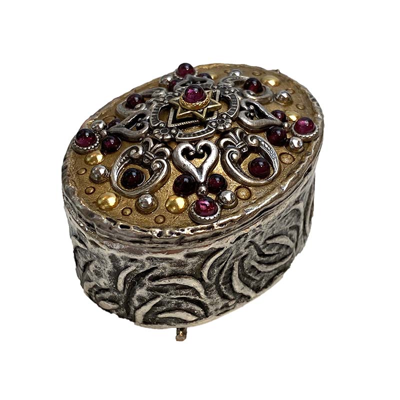 Garnet and Gold Oval Jewelry Box