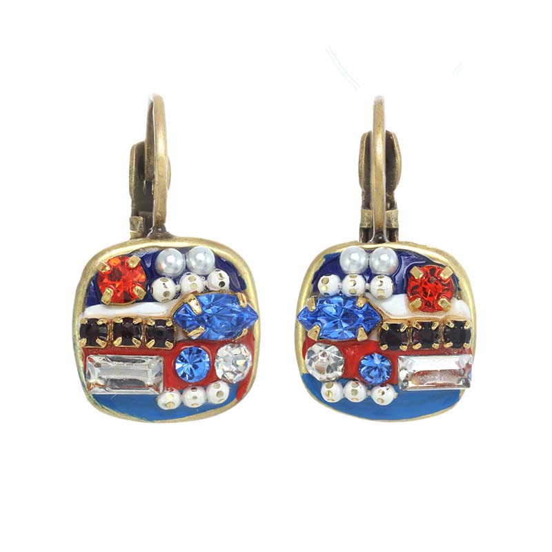 4th of July Small Square Earrings