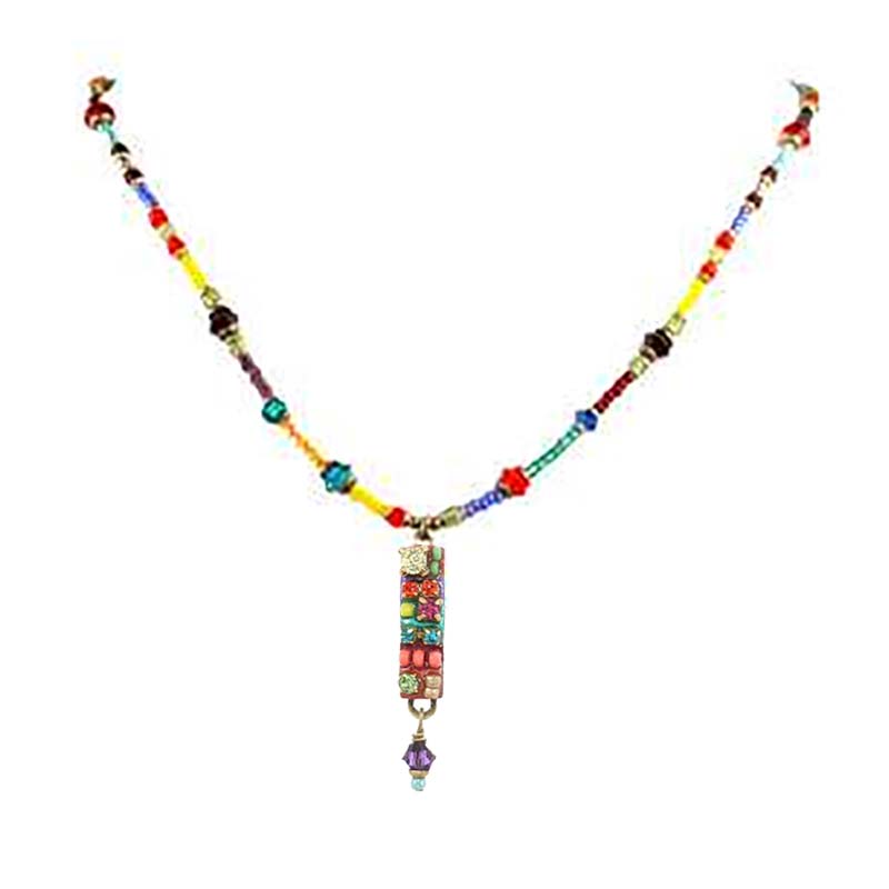 Multi Bright Bar Beaded Necklace