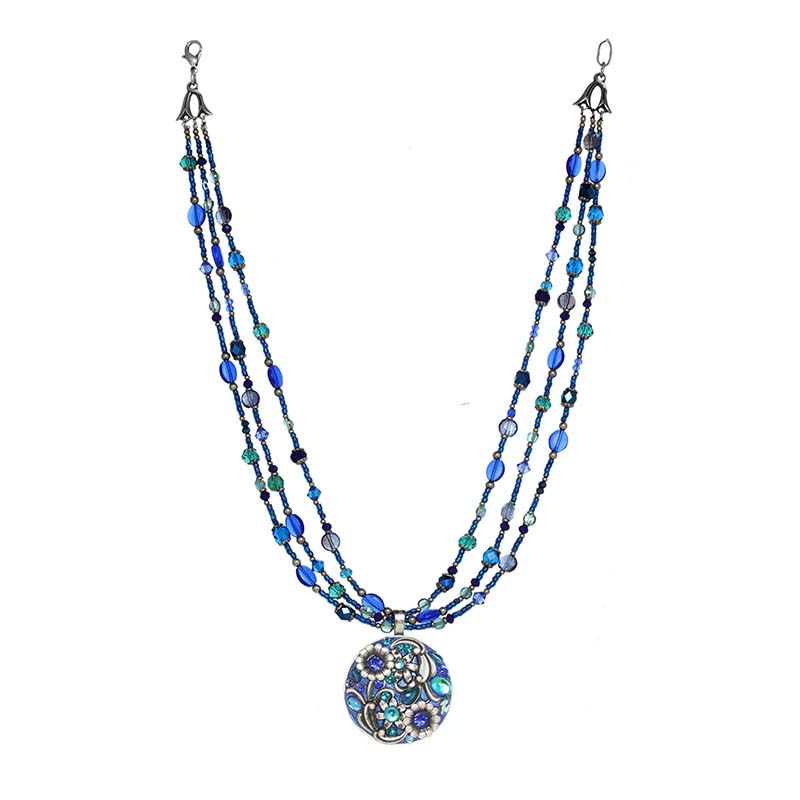 Cerulean Circle Triple Beaded Necklace | Michal Golan