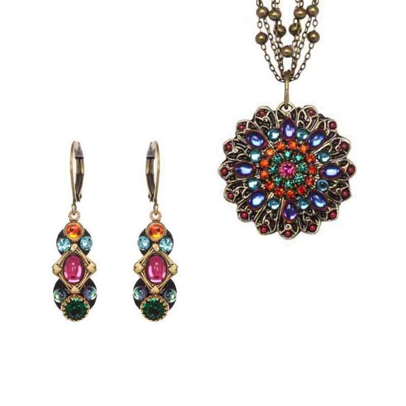 Prismatic Crystal Necklace and Earrings Set