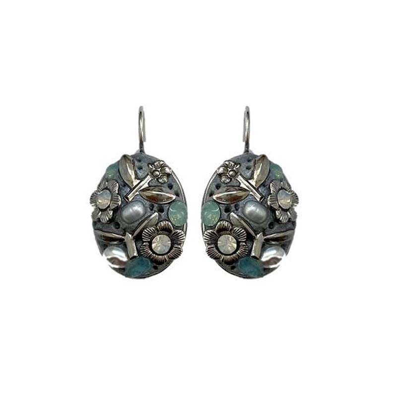 Aquamarine Garden Oval Earrings
