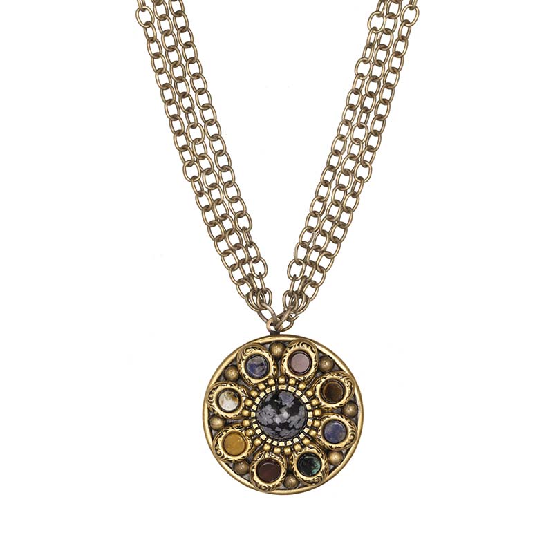 Durango Triple Chain Medallion Necklace
